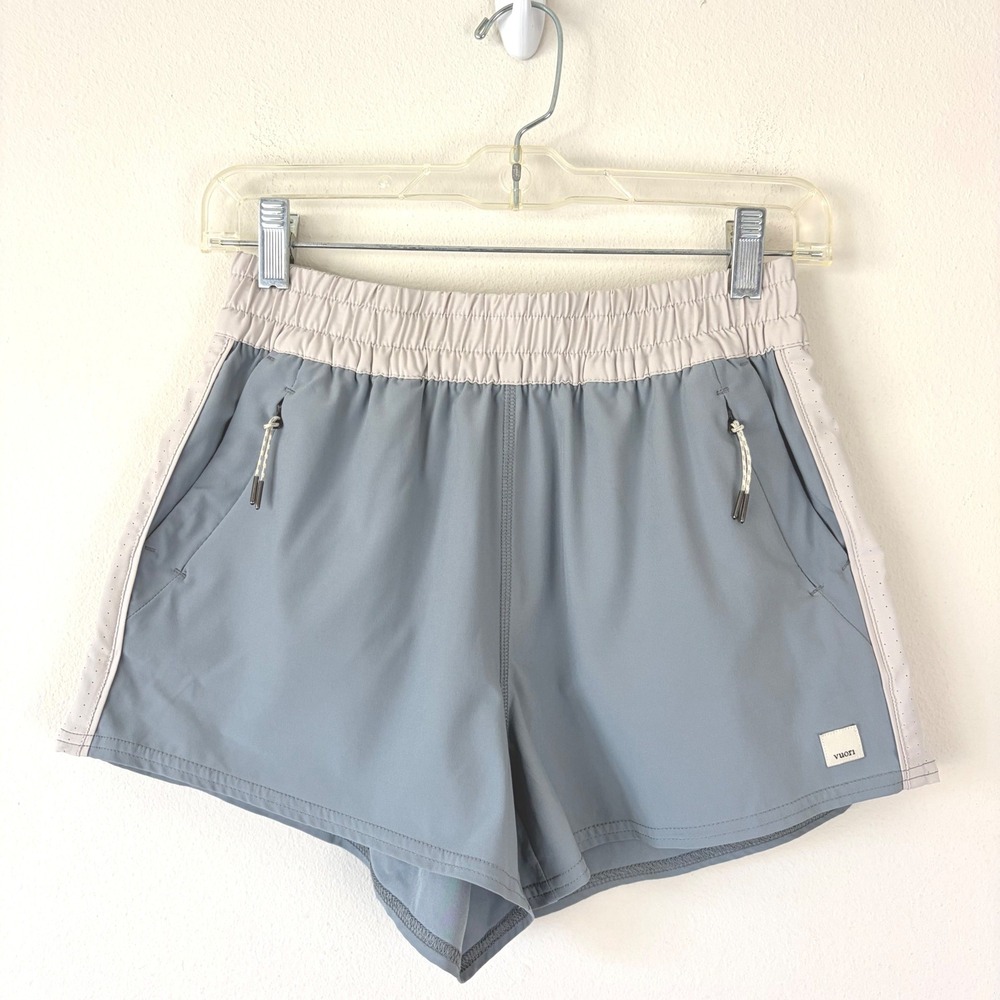 Vuori Clementine 2.0 Shorts Blue Grey Womens Small VW367 Active Running Pockets